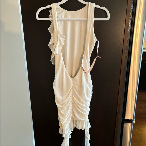 Oh Polly Backless Ruffle Detailing Mini Dress in Ivory - Picture 5 of 6